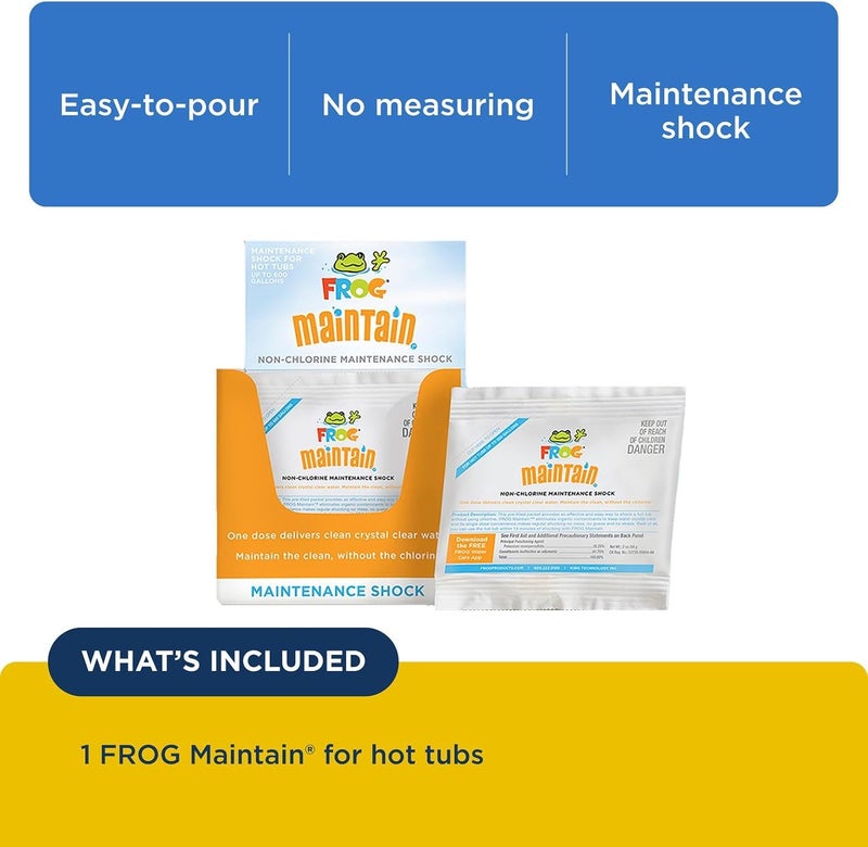 Frog Maintain for Hot Tubs - Non-Chlorine Shock for use with All Hot Tub Sanitizing Systems - Single Dose Packets for Easy Hot Tub Maintenance & Treatment - 1 Pack - Image 3